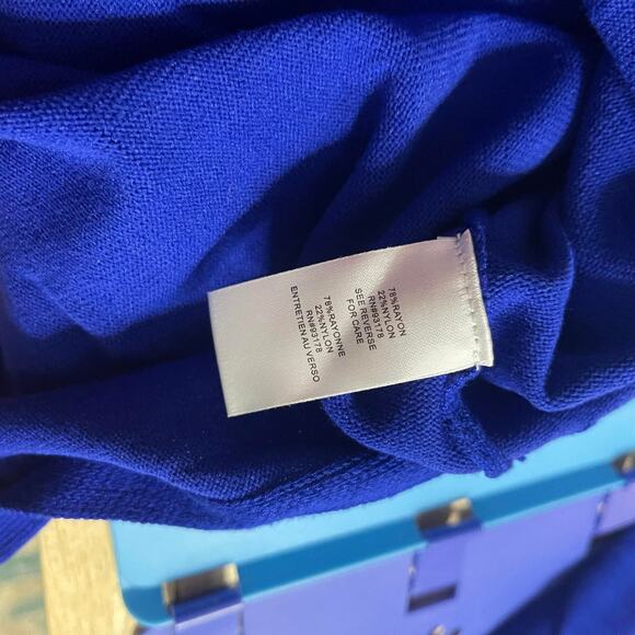 Tahari knit tunic sweater top women's 18 - 20 royal blue tunic style fine gauge - Picture 9 of 16